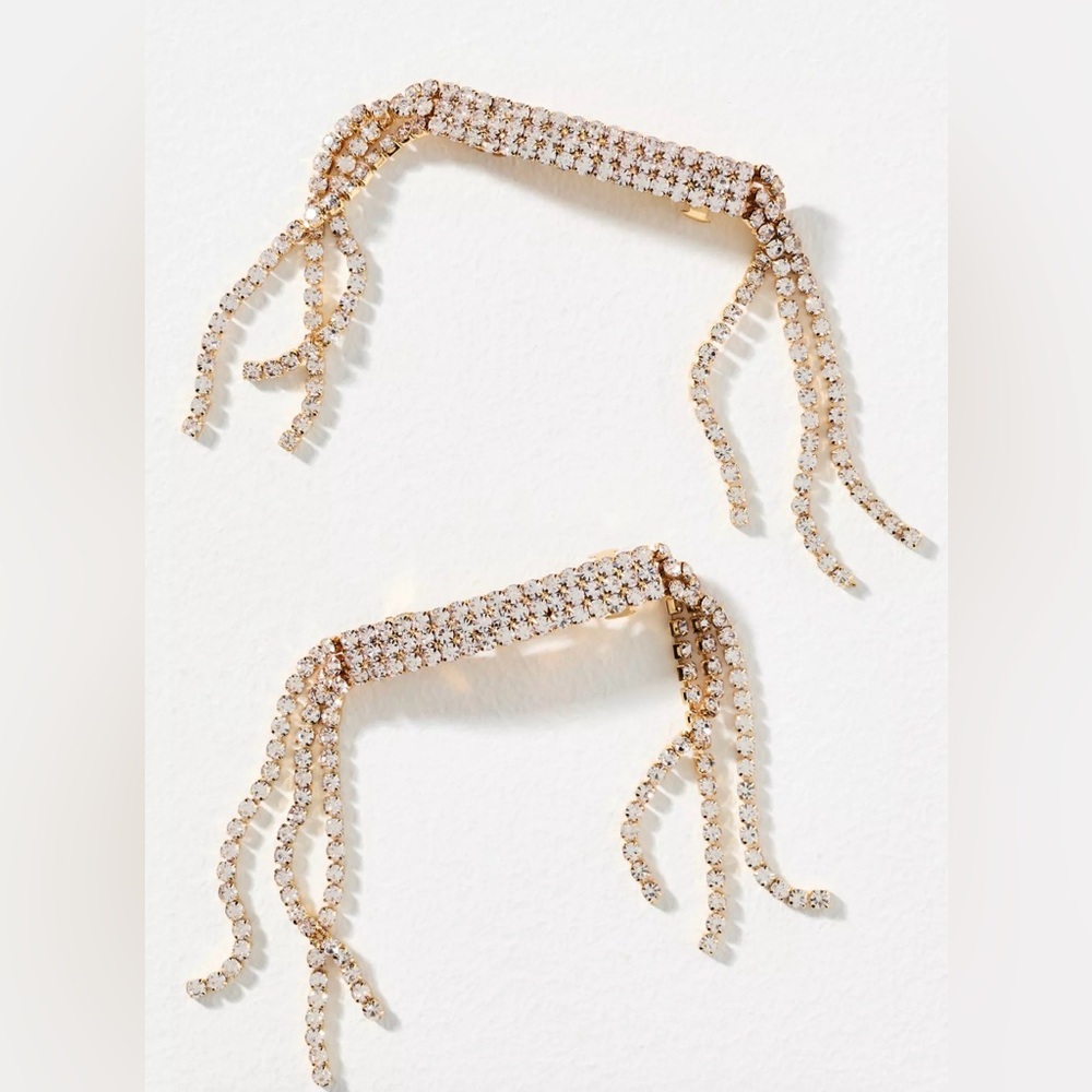 NEW! Crystal Barrettes, Set of 2 in Gold